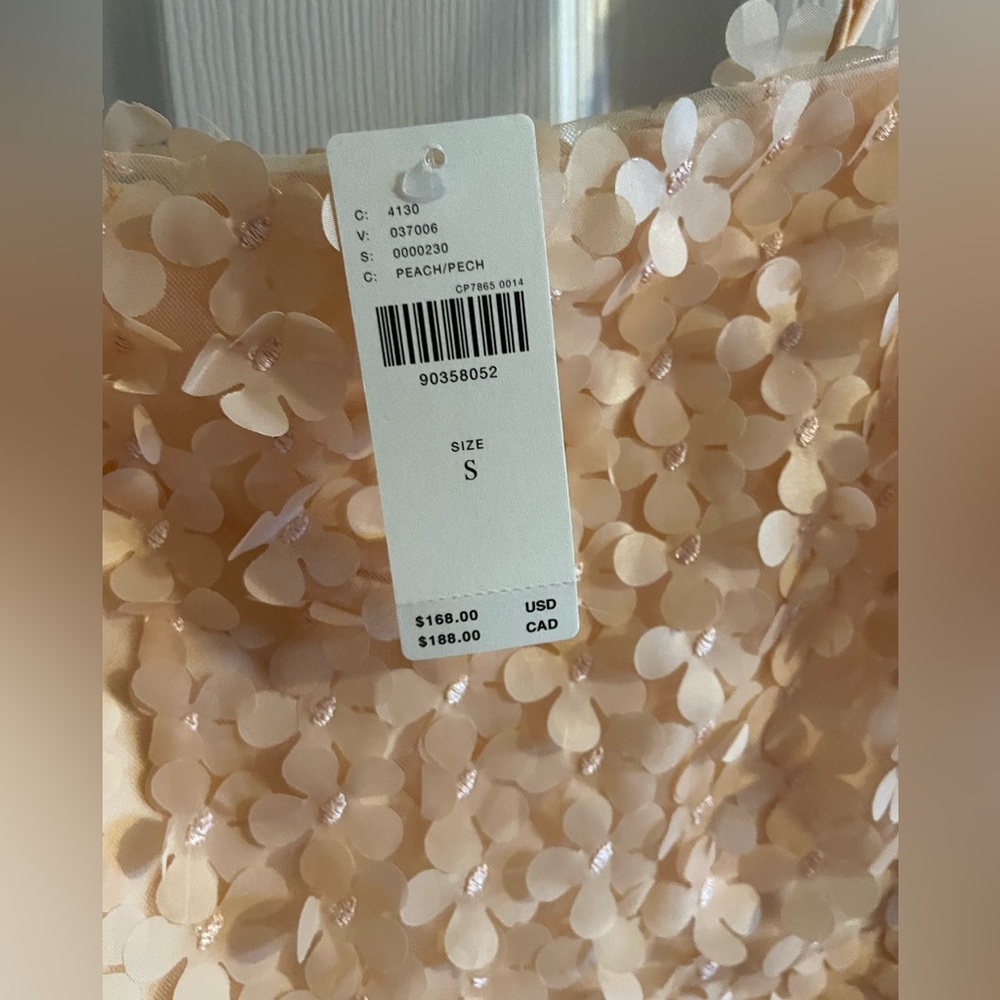 ANTHROPOLOGIE 3D FLORAL EMBELLISHED MINI DRESS PEACH SIZE S - Picture 7 of 10
